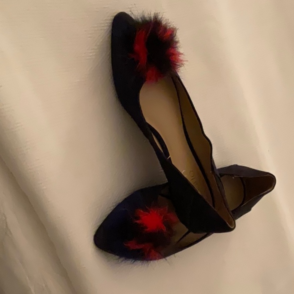 Franco Sarto Sukie Loafers Flats with Stylish Red & Blue Pom Pom